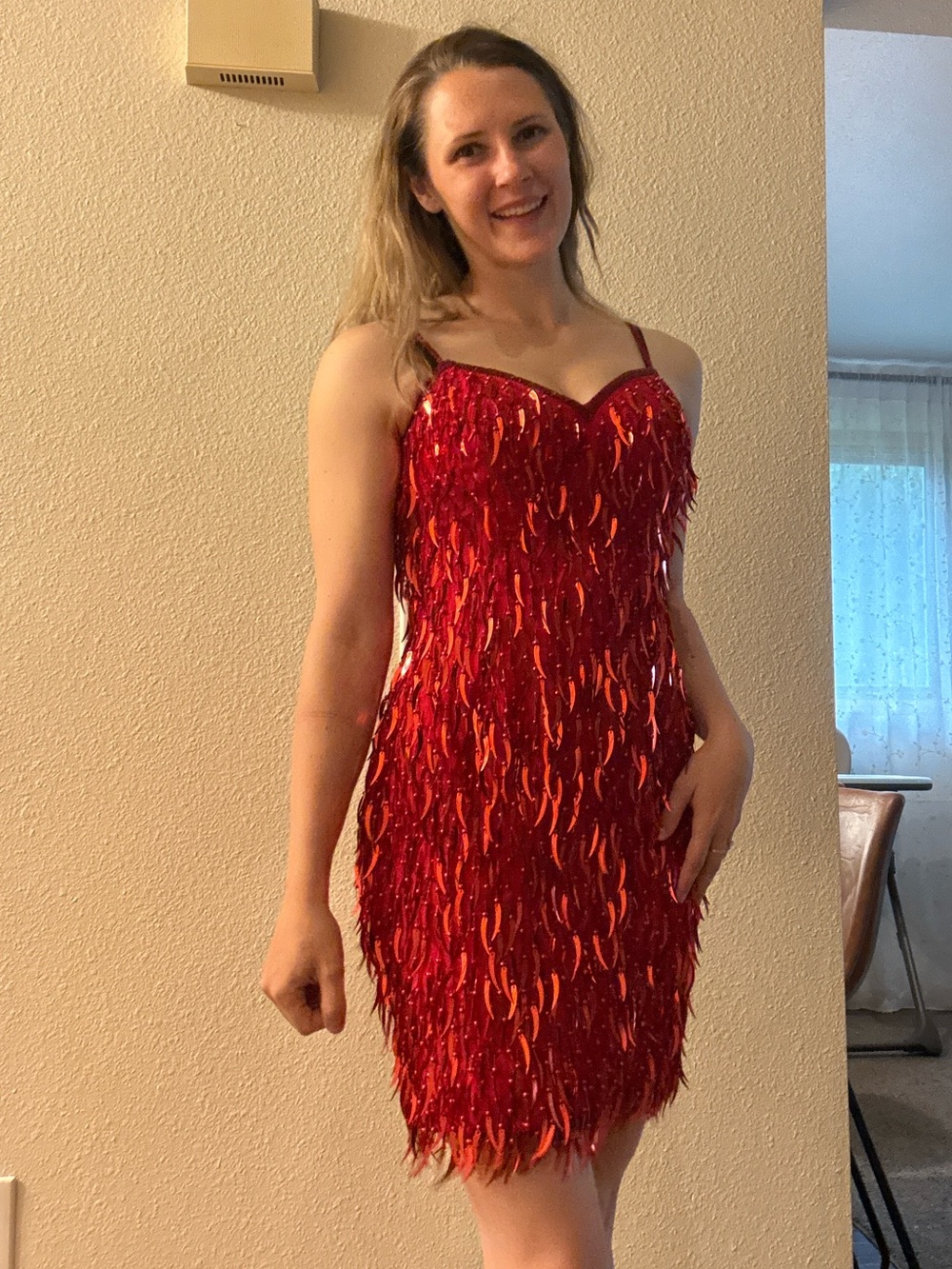Vintage chili pepper silk beaded Cocktail Dress - Women - Picture 8 of 9